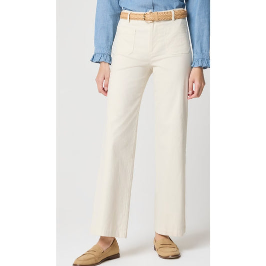 J. Crew Lizzie Wide Leg High Rise Linen Blend Chino Pants Trousers Cream 30