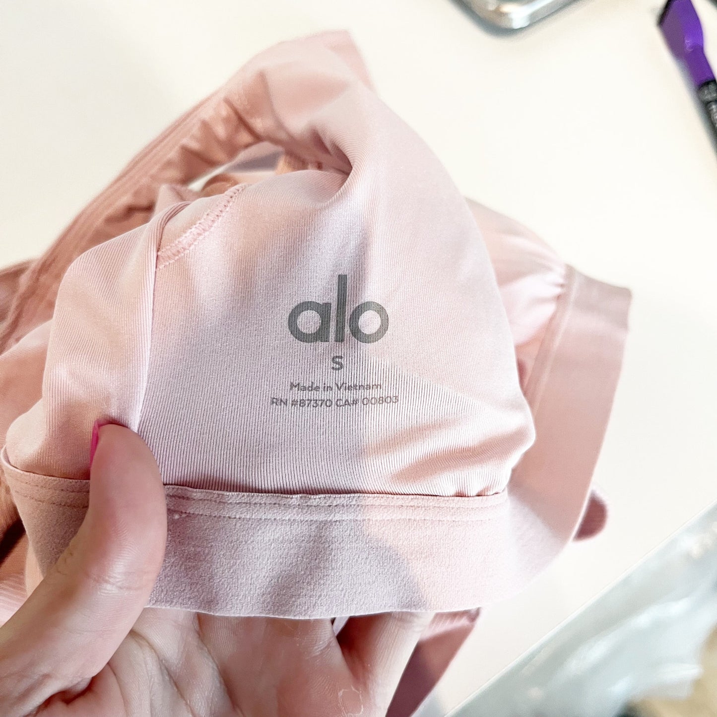 Alo Yoga Ribbed Cropped Butterfly Long Sleeve Tee Ballet Pink Small