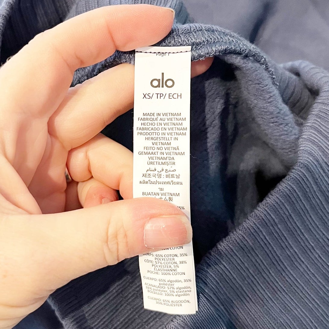 Alo Yoga Serenity Pull On High Waisted Wide Leg Sweatpants Bluestone Blue XS