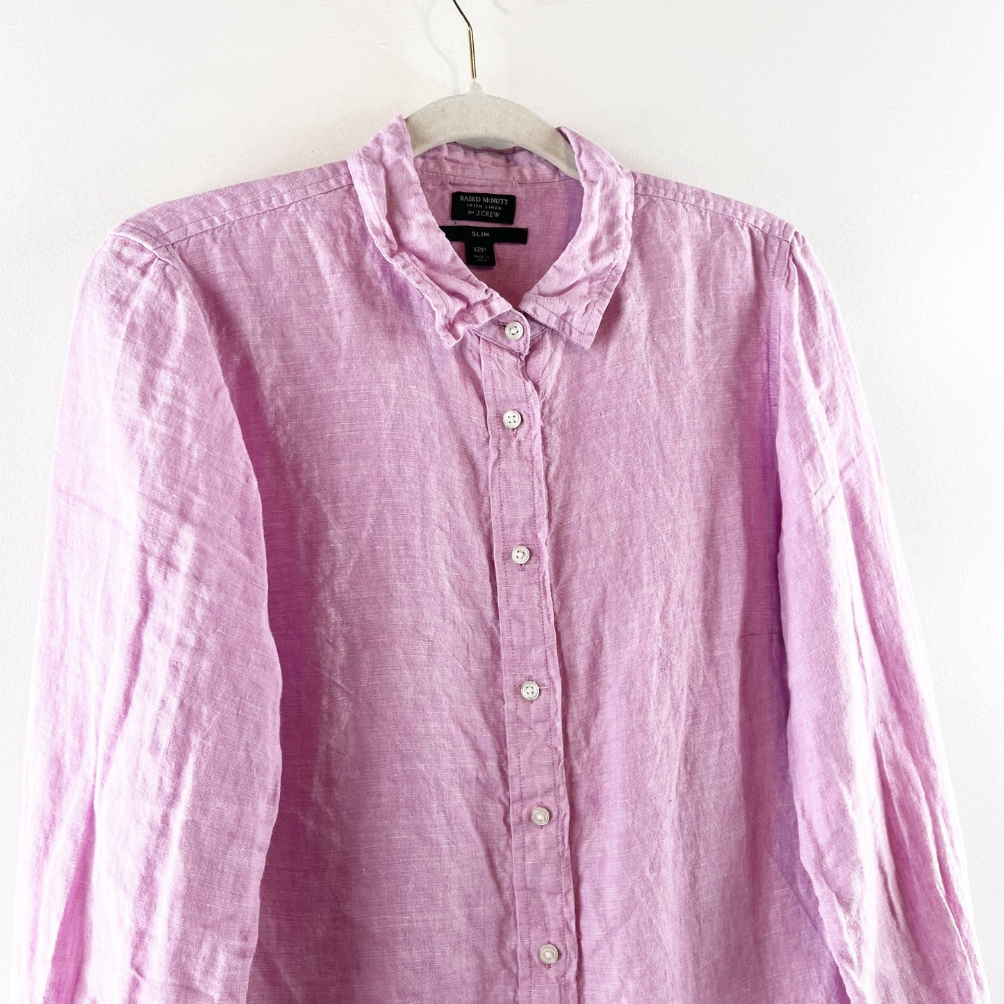 Baird McNutt Irish Linen for J. Crew Slim-Fit Button-Up Shirt Purple 12 Petite