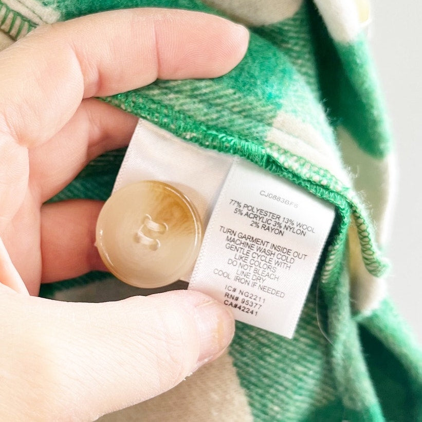 Sanctuary Buffalo Check Plaid Button Up Shacket Jacket Green White XS