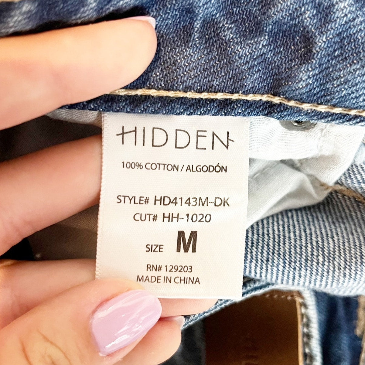 Hidden Cotton High Waisted Hi-Low Hem Distressed Denim Jean Short Blue Medium