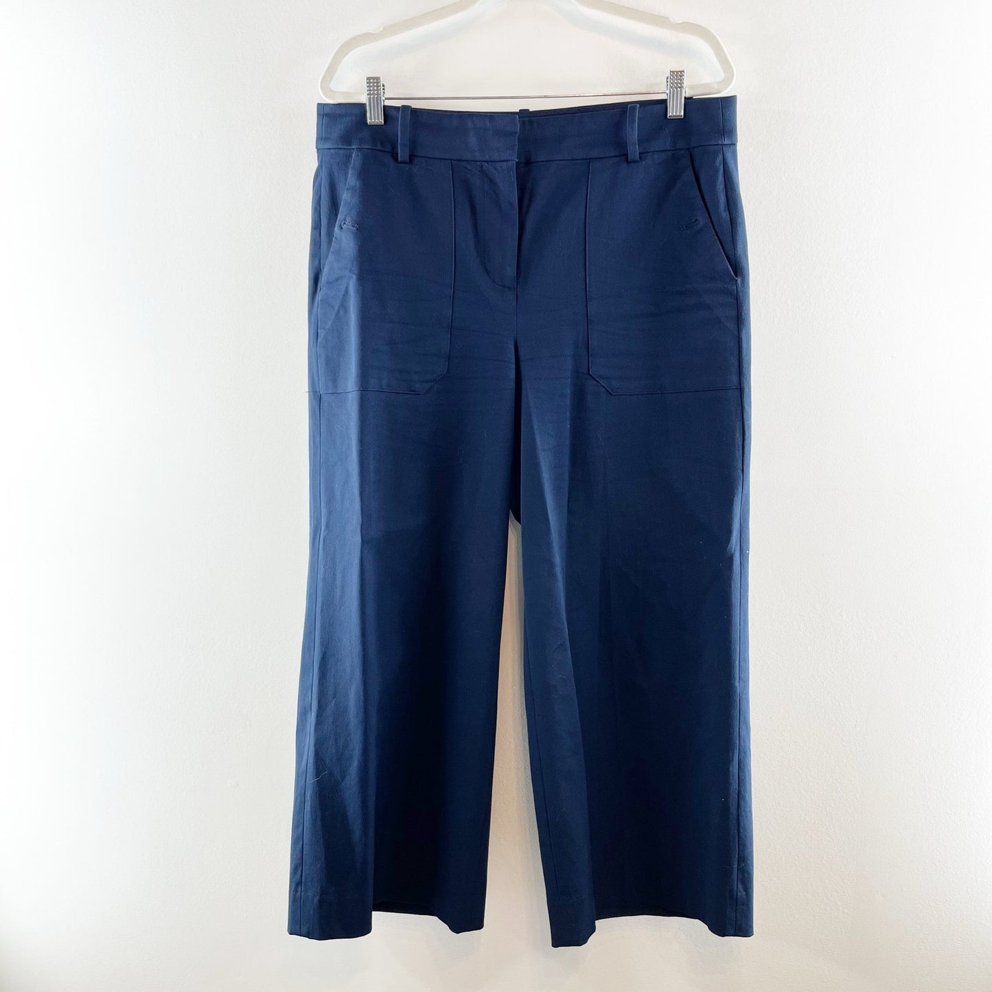 J. Crew Sydney High Rise Cropped Wide Leg Pants Trousers Navy Blue 14