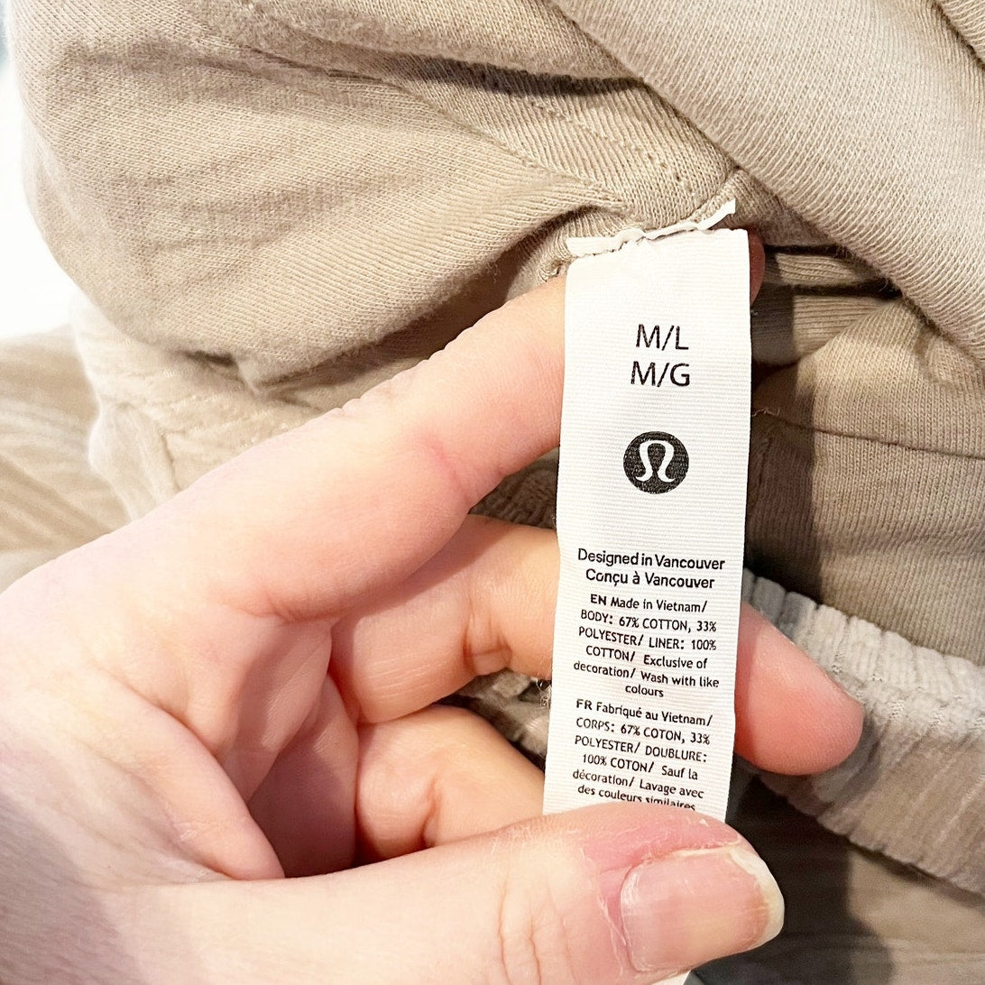 Lululemon Scuba Oversized Hoodie Sweatshirt Velvet Cord Riverstone Tan M / L