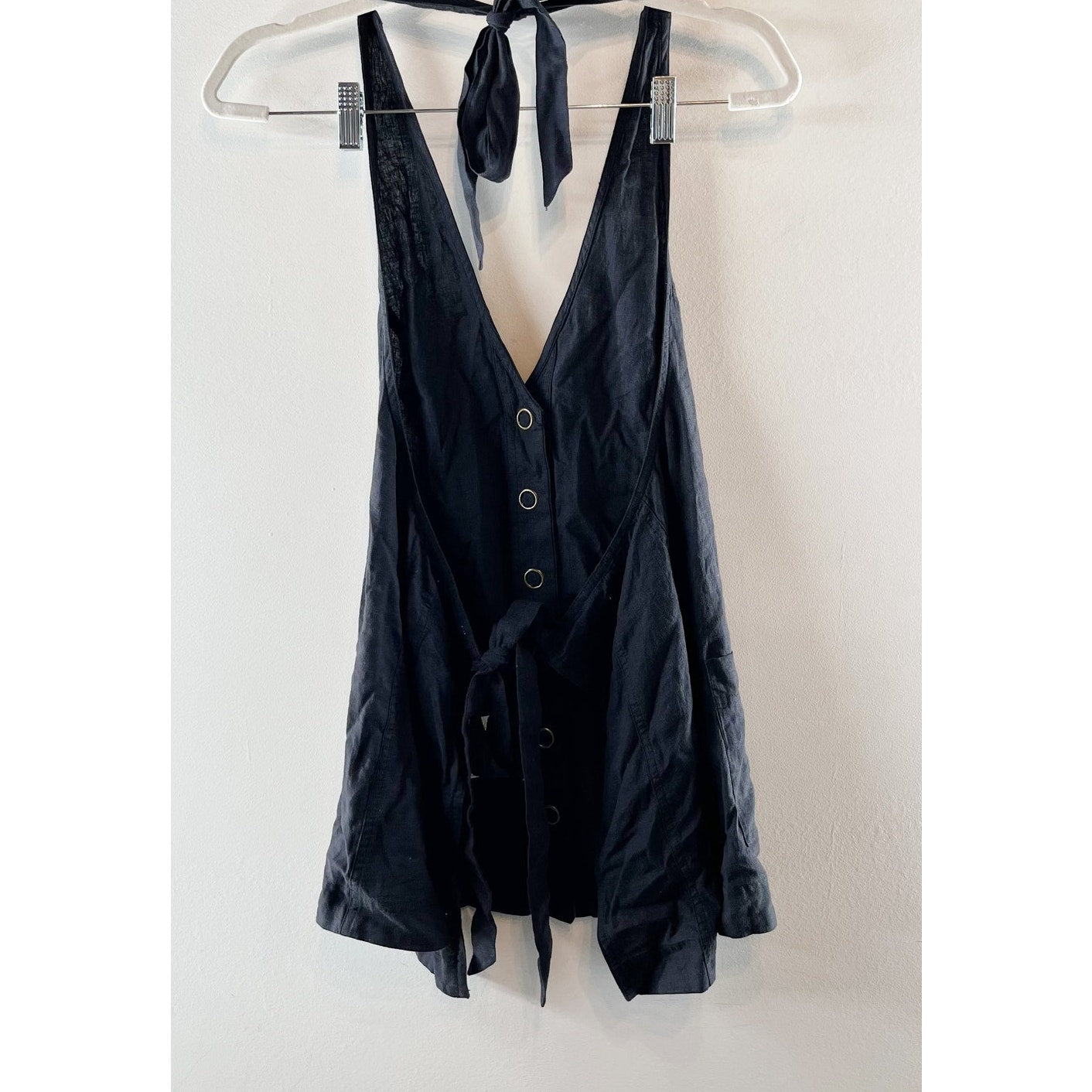 Free People Scout Linen Blend Sleeveless Halter Neck Tunic Tank Top Medium