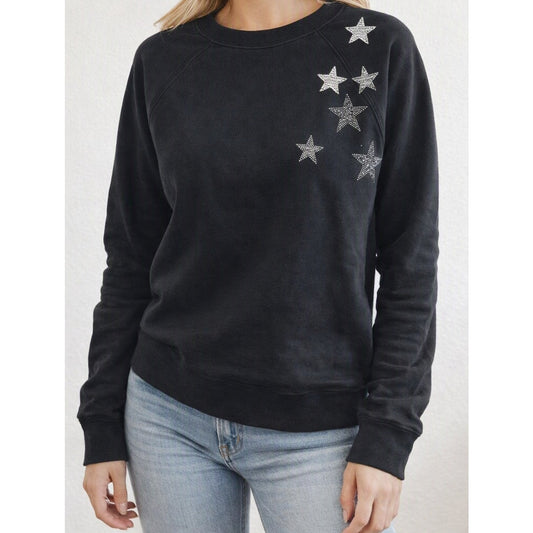 Zadig & Voltaire Long Sleeve Crewneck Star Print Pullover Sweatshirt Black XS
