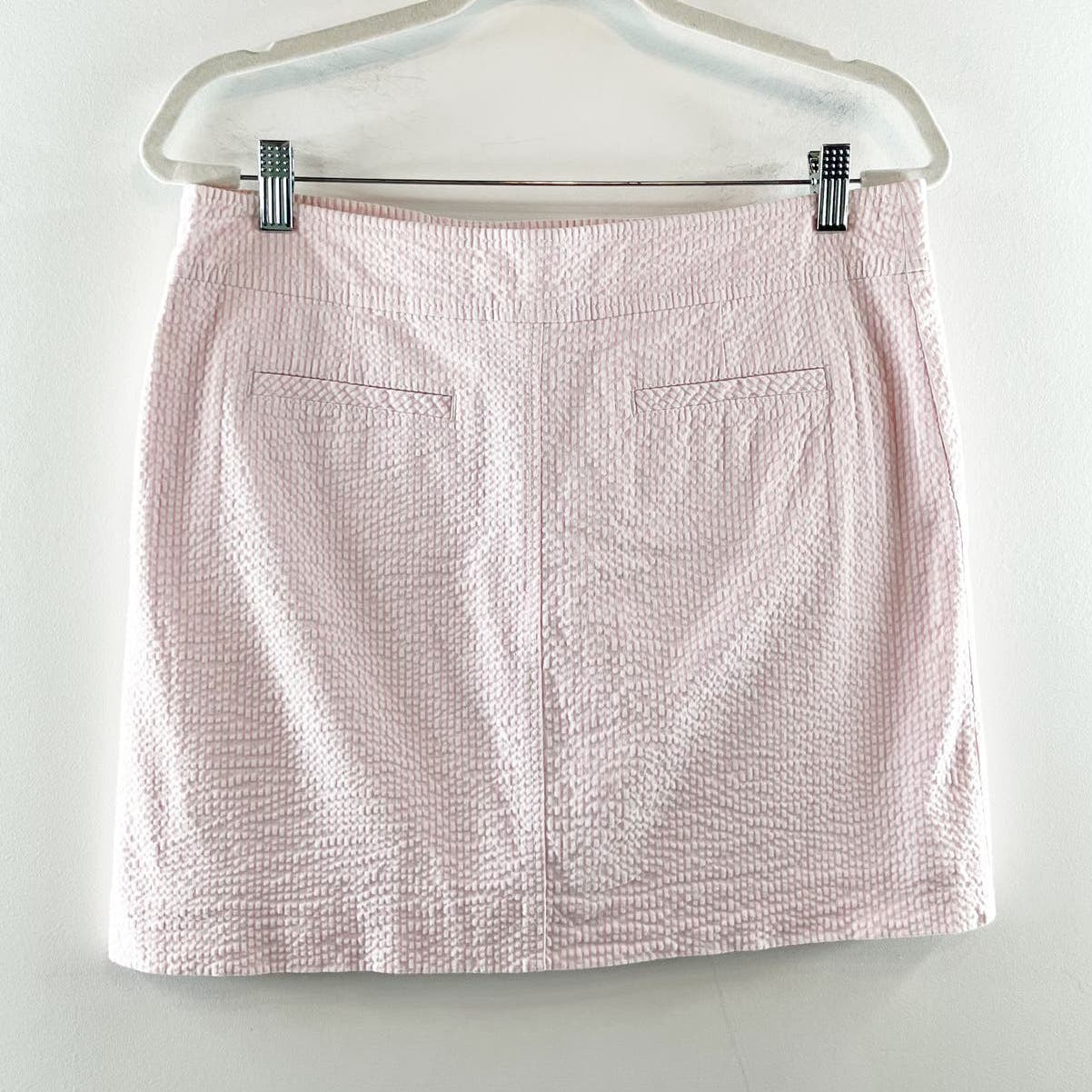 Lilly Pulitzer Seersucker Pull On Striped Mini Skirt Pink 6
