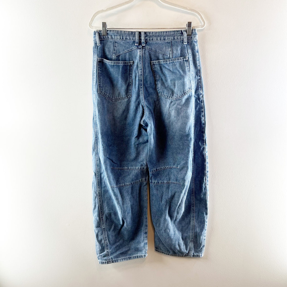 High Rise Barrel Jeans Medium Wash Blue Large