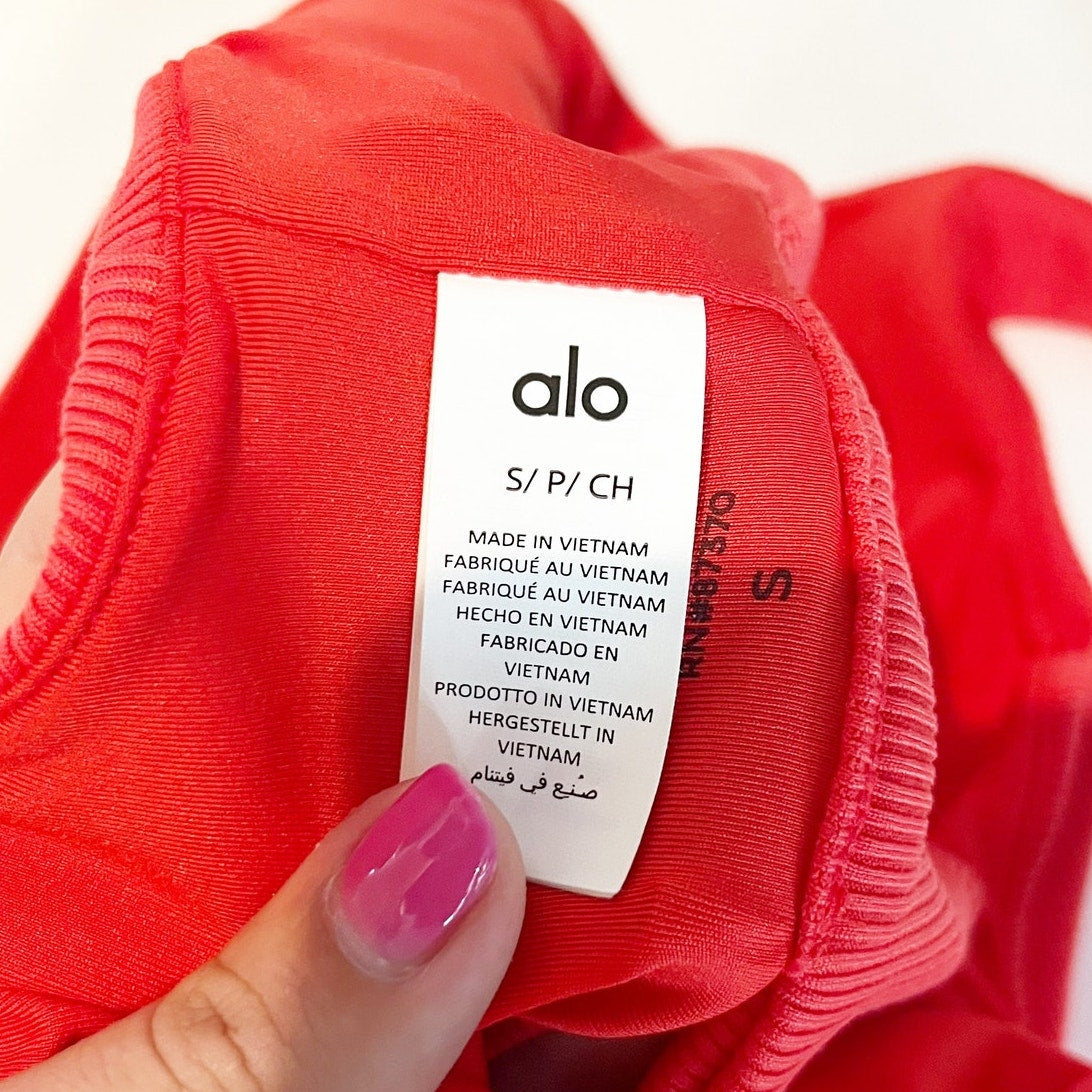 Alo Yoga Slit Bra Tank Top Red Hot Summer Small