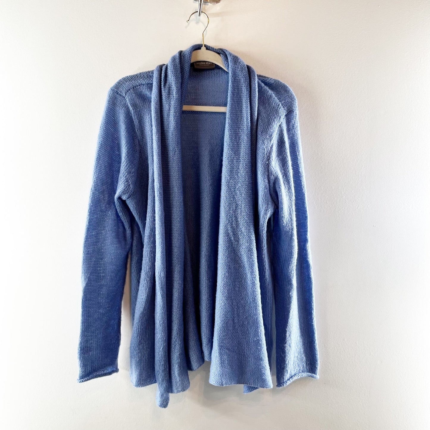 Wooden Ships Open Long Sleeve Knit Cardigan Sweater Blue Medium / Large