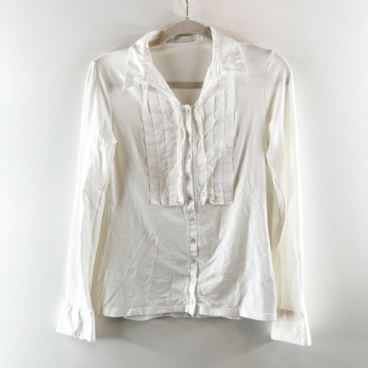 Anne Fontaine Meredith Long Sleeve Pleated Button-Up Shirt White 40 / 6