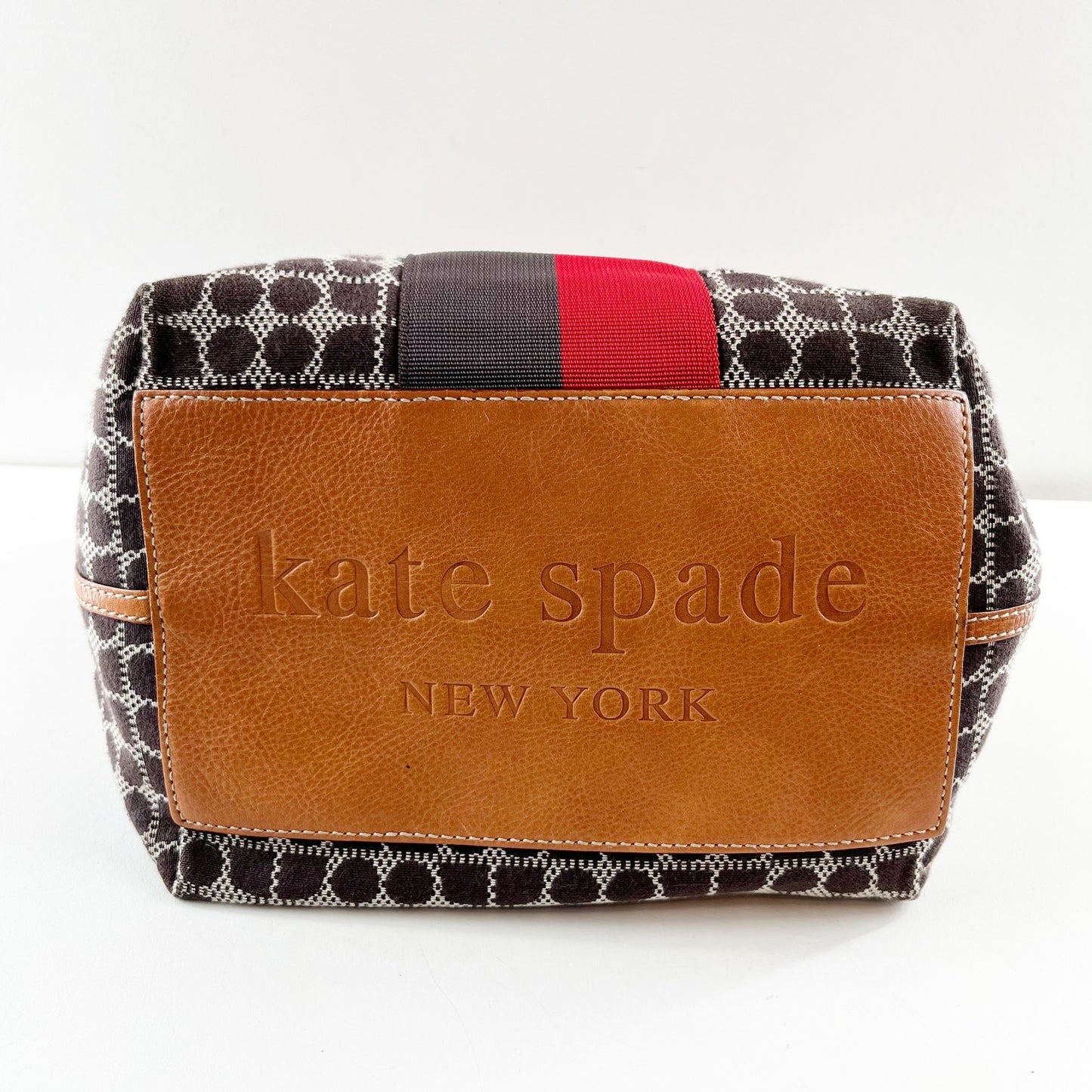 Kate Spade Noel Tracy Classic‎ Bucket Tote Medium Leather Handbag Purse Blue Red