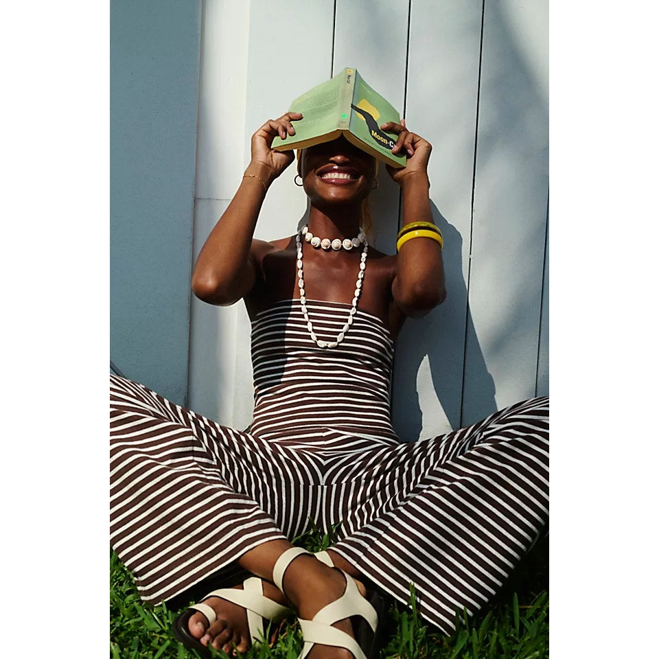 Free People Sailor Tube Top and Pants Striped Matching Set Coconut Milk Combo XS