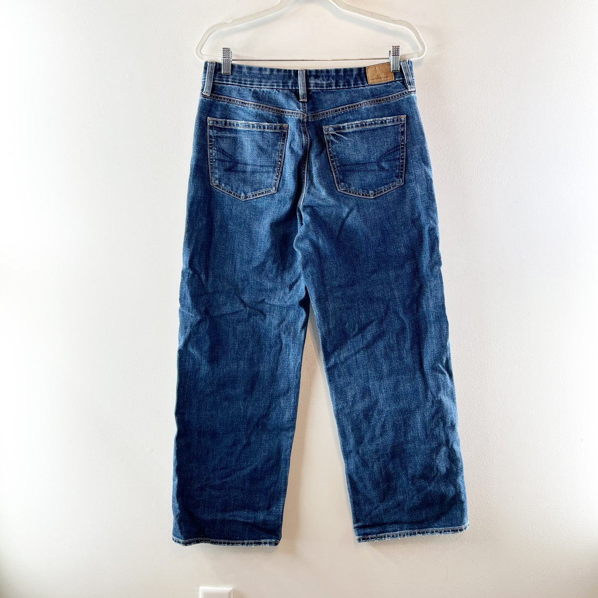American Eagle Curvy Mid Rise Stovepipe Straight Leg Dark Wash Jeans Blue 10