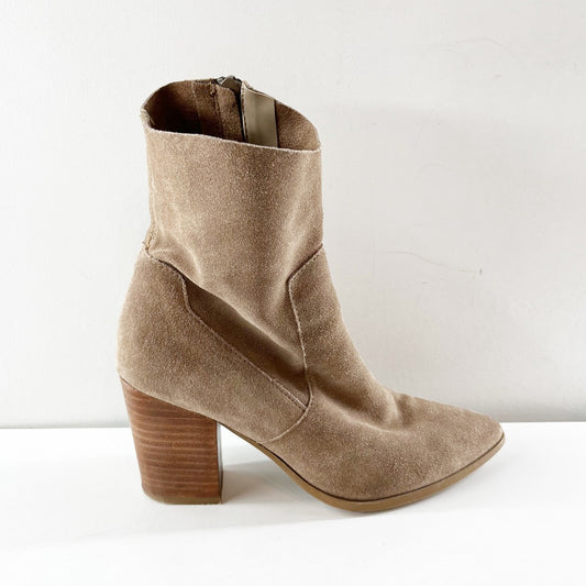 Steve Madden Jarvis Suede Leather Ankle Boots Booties Tan Beige 8
