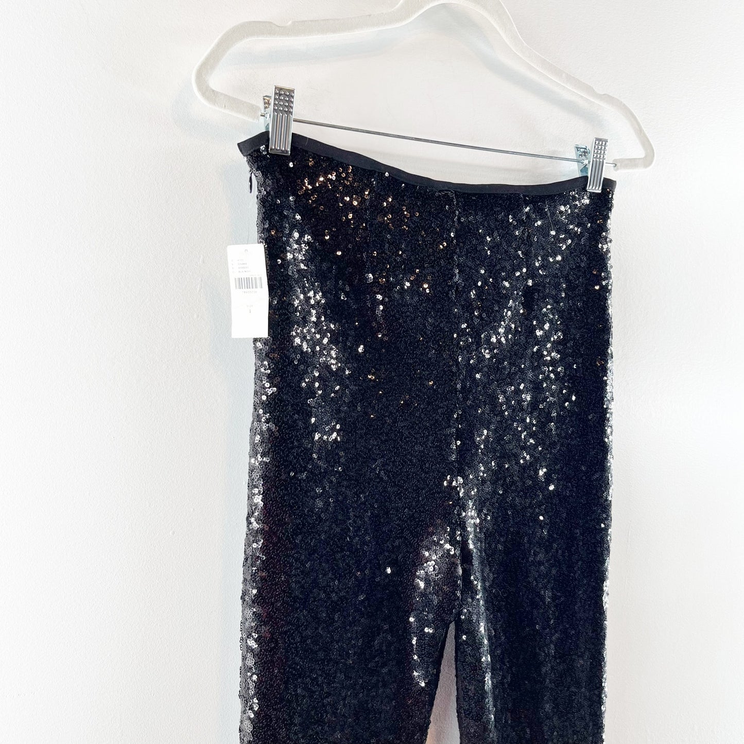 Anthropologie The Joni Sequin Flare Leg Pants Black 4 NWT