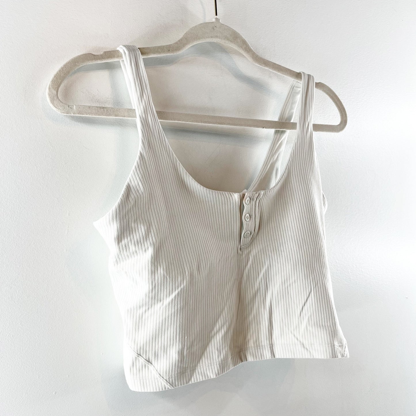Lululemon Align Ribbed Henley Cropped Tank Top Bone Cream White 10