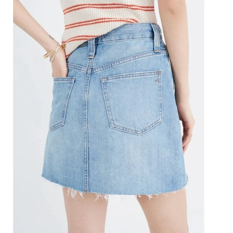 Madewell A‎ Line Rigid Denim Mini Skirt Blue 25