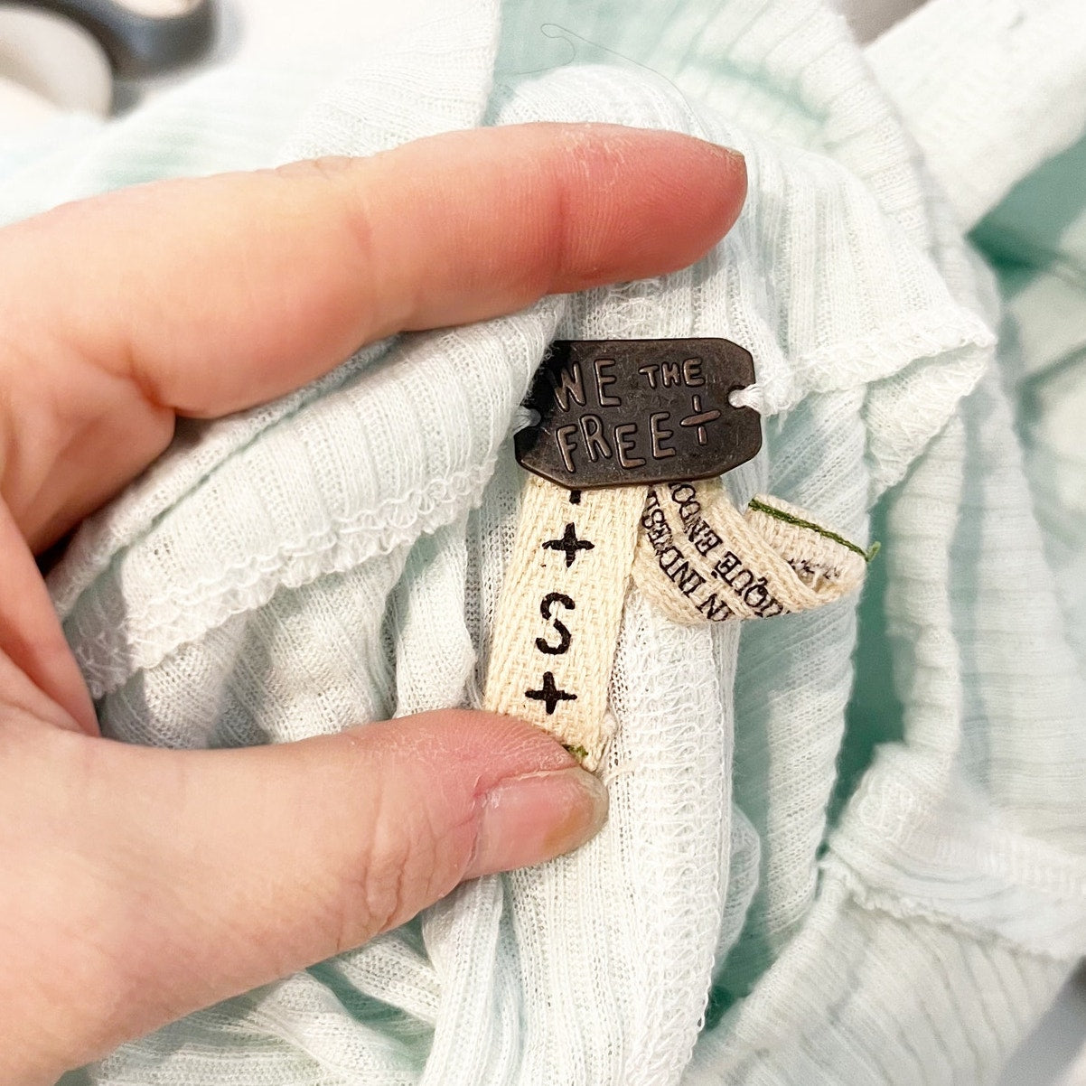 Free People We The Free Londontown Long Sleeve Thermal Tunic Shirt Mint Small