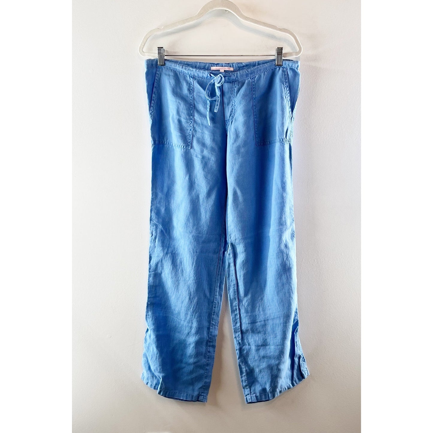 Victoria's Secret Low Rise Linen Wide Leg Beach Pants Blue 0