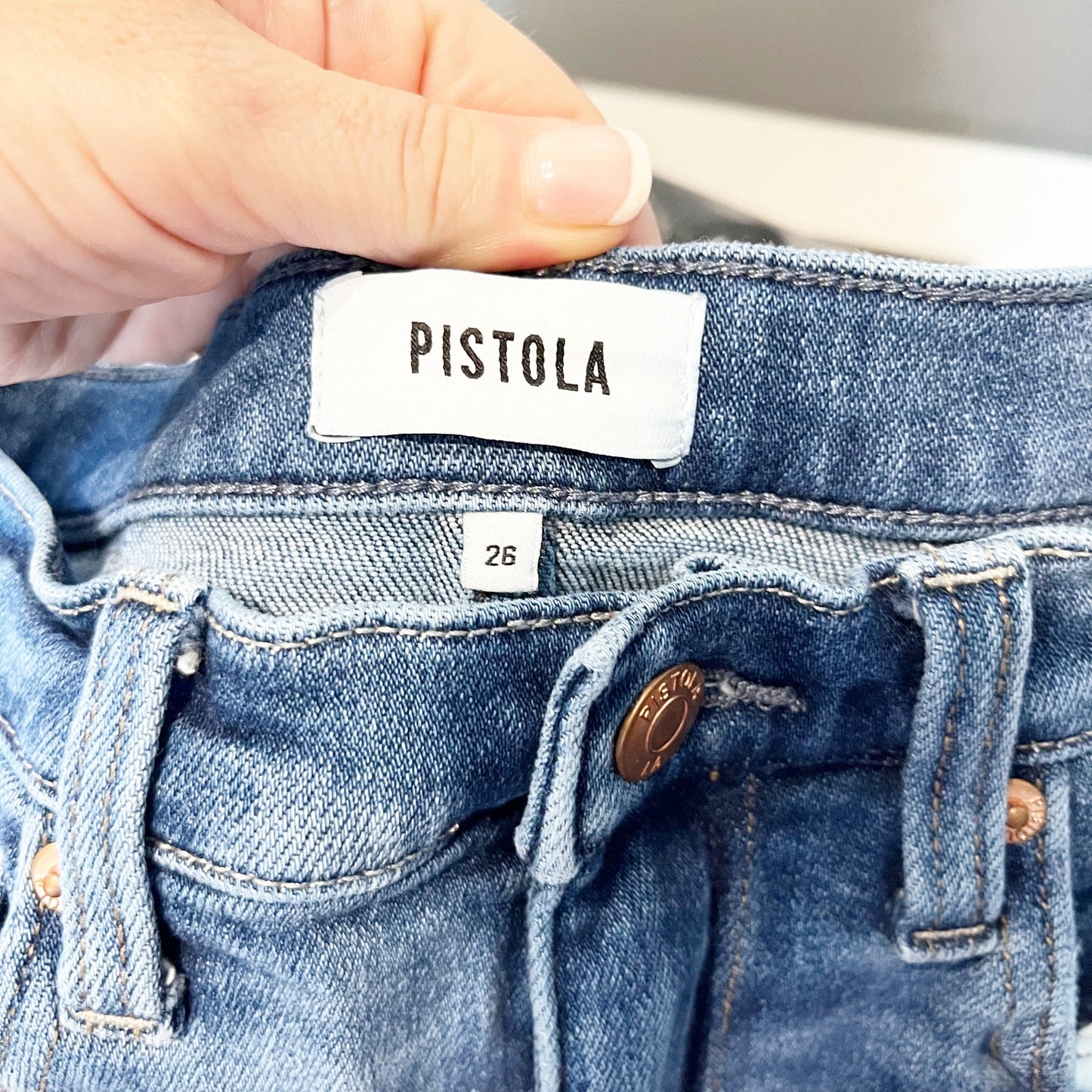 Pistola Lennon High Rise Boot Cut Crop Jeans Fling Vintage Wash Blue 26