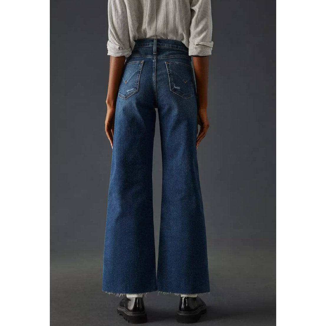 Hudson Rosie High Rise Wide Leg Button Fly Jeans Dark Wash Blue 27