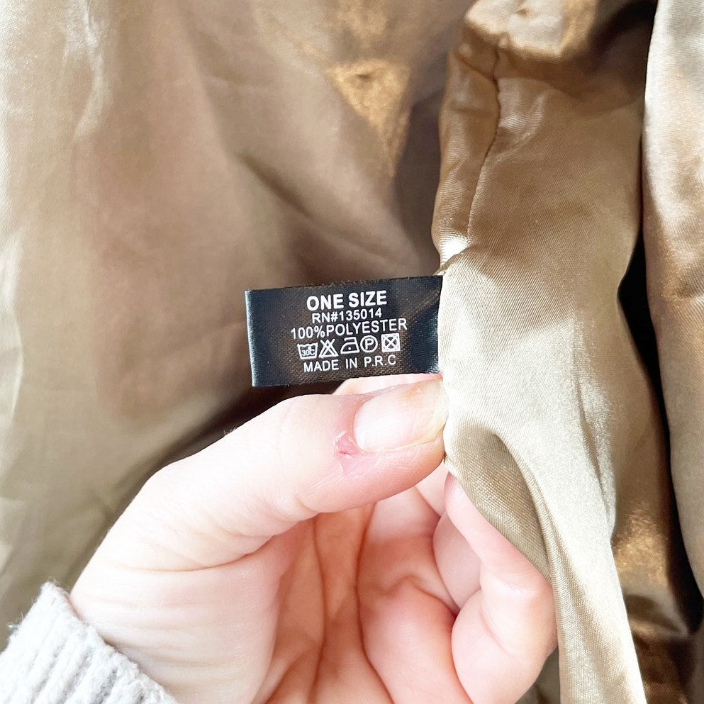 Janice Apparel Long Sleeve Sherpa Hoodie Jacket Beige Brown One Size