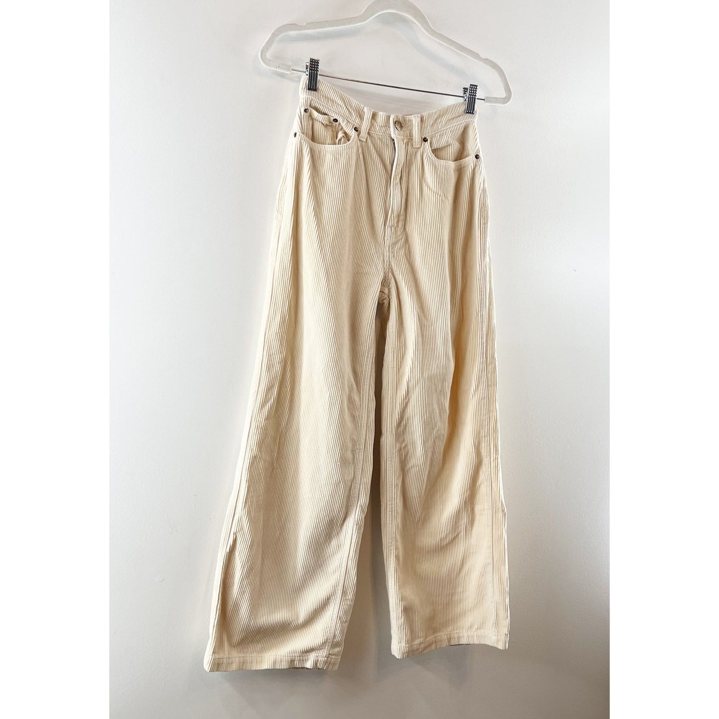 BDG High & Wide Corduroy Cotton Wide Leg Pants Cream 25 / 0