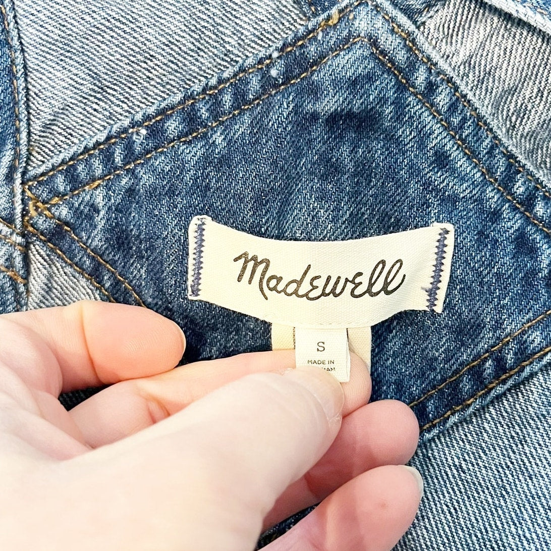 Madewell Low-Slung Straight Leg Denim Overalls Blue Small