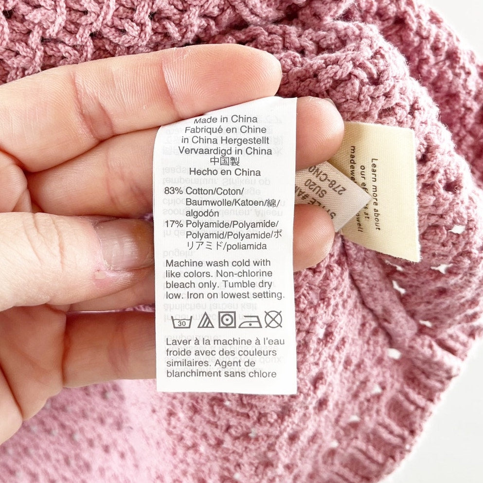 Madewell Open Stitch Austen Crewneck Pullover Sweater Weathered Berry Pink Large