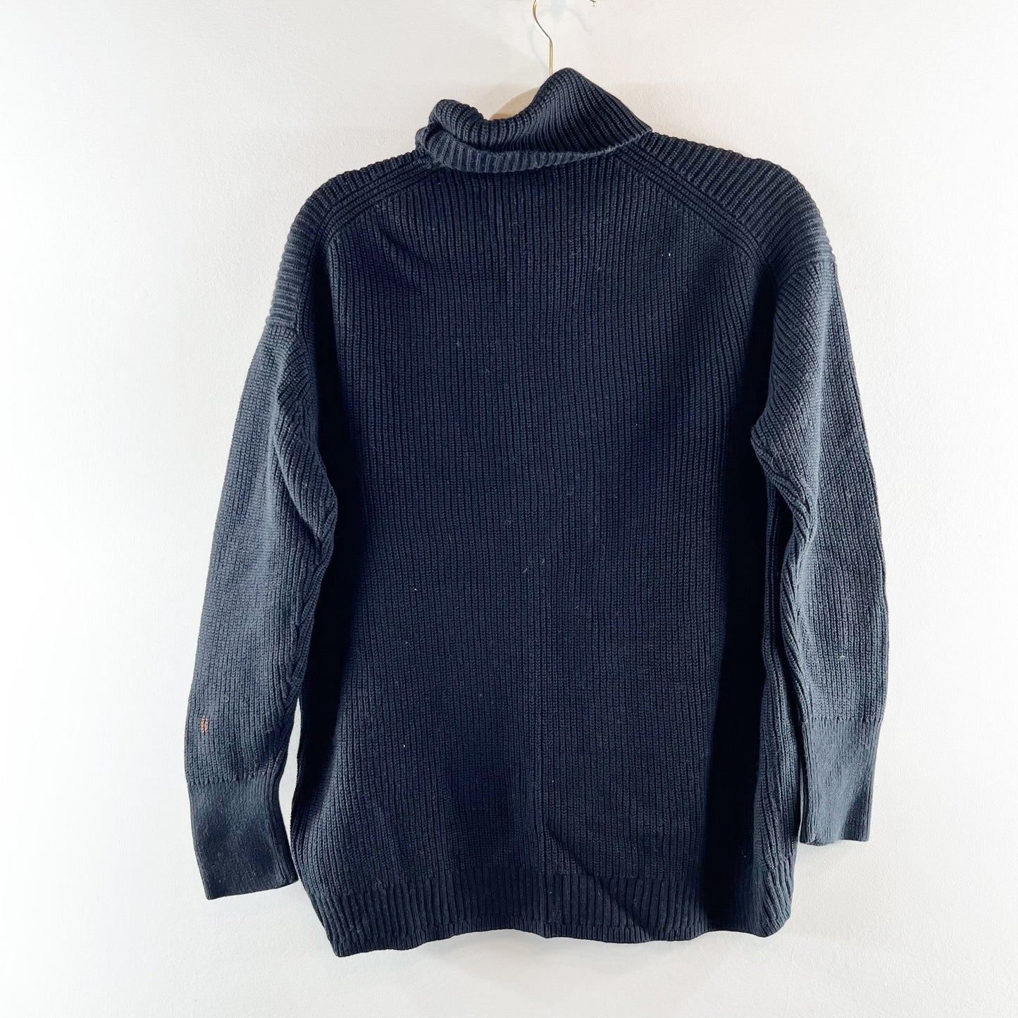 J. Crew Cotton Cashmere Ribbed Long Sleeve Turtleneck Sweater Black Small