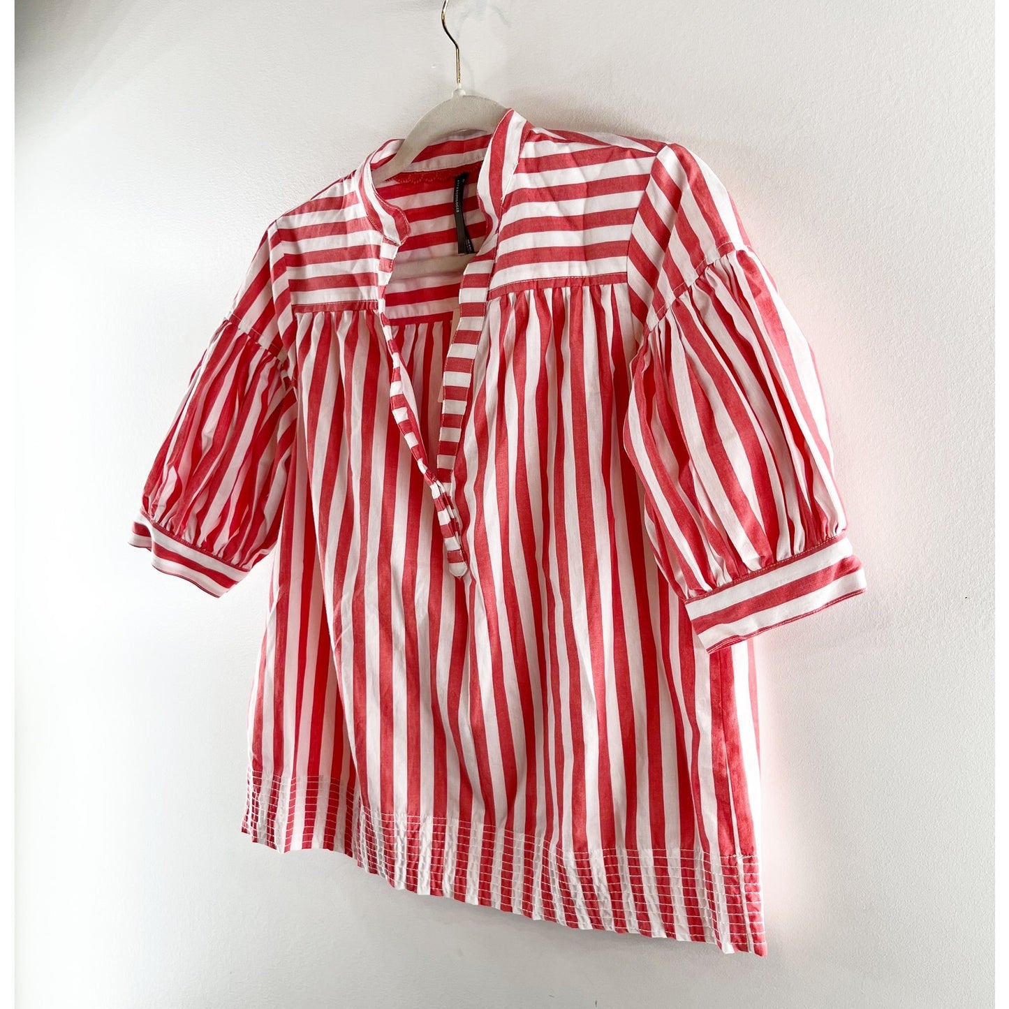 Anthropologie The Darcey Popover Poplin Cotton Swing Top Blouse Red XS