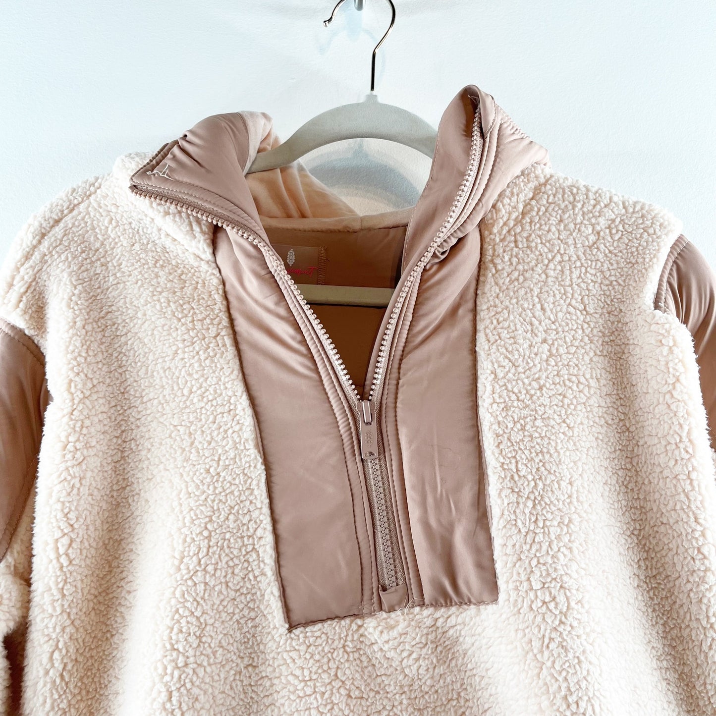 Free People Movement Lead The Pack Hooded Fleece Jacket Vanilla Chai Medium