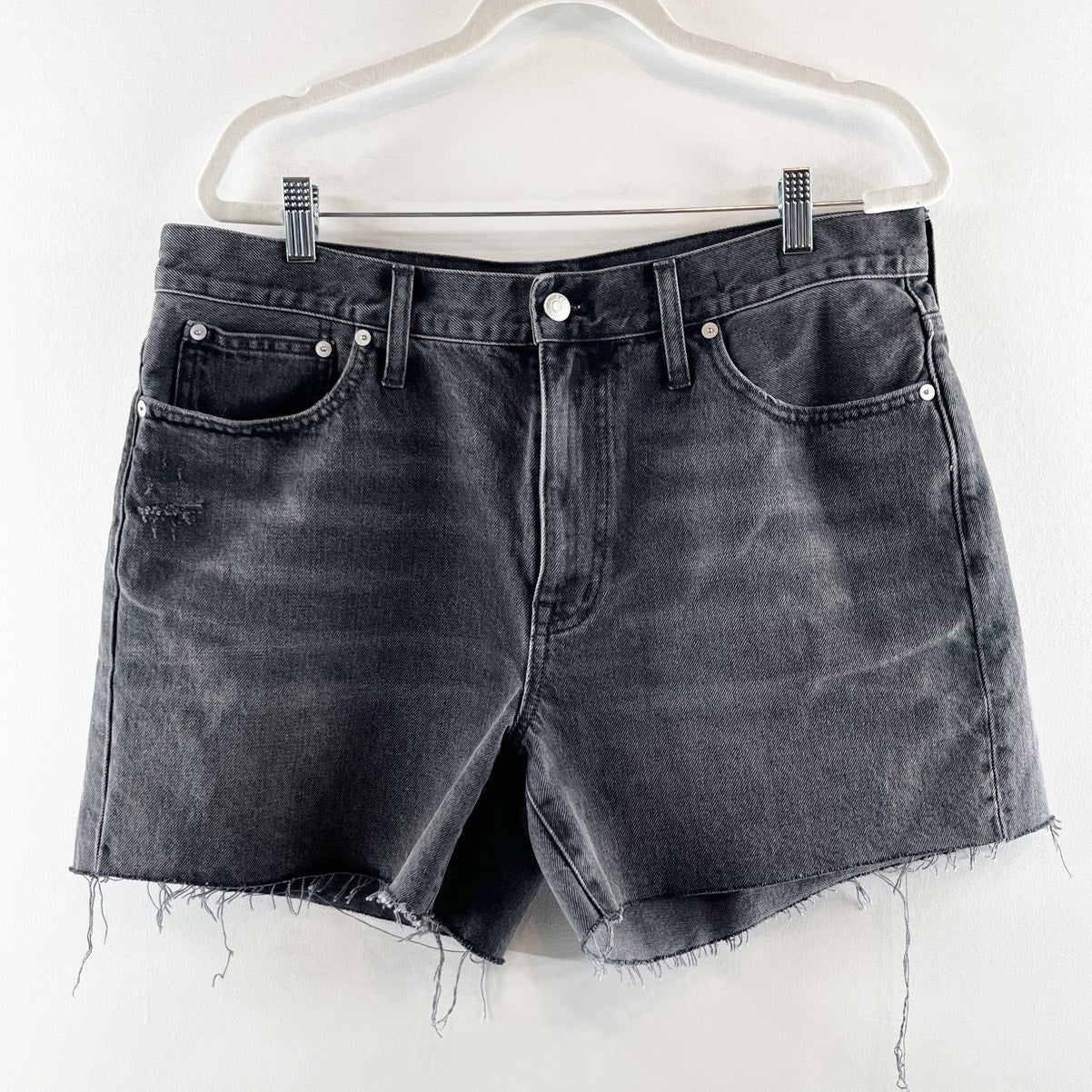 Madewell High Rise Relaxed Mid Length Cutoff Denim Jean Shorts Bradbrook Wash 12