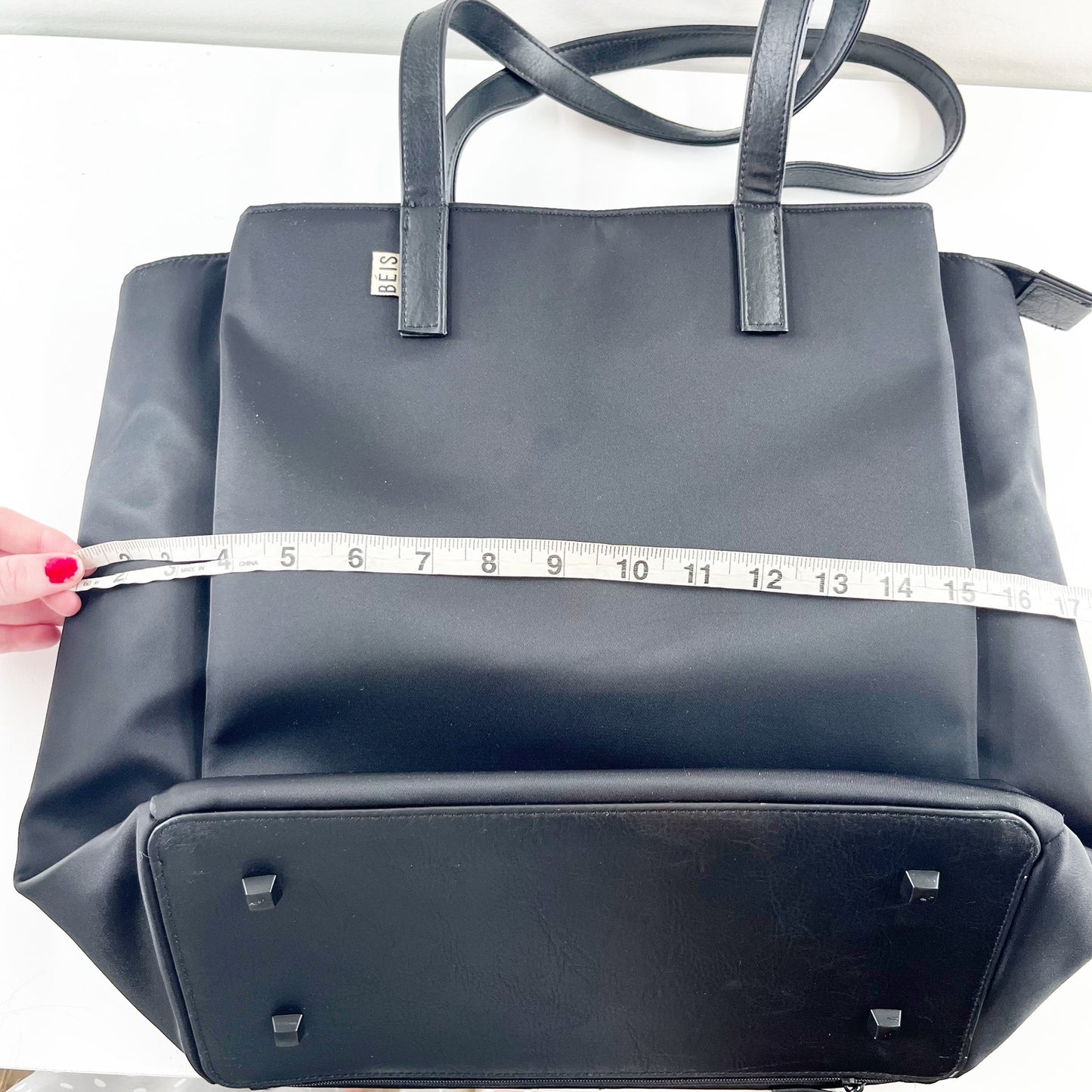 Beis The Commuter Tate Leather Nylon Bag Black