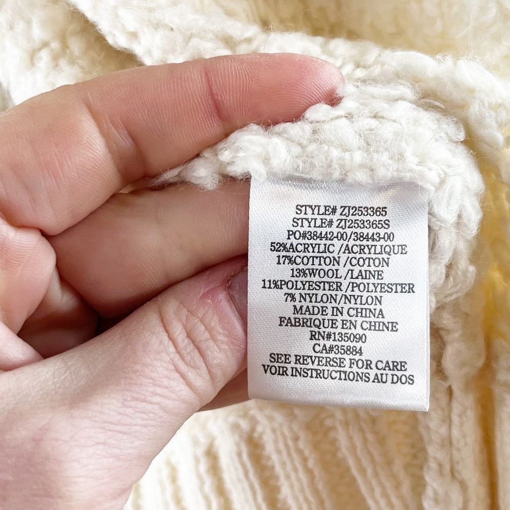 Z Supply Sundance Sweater Full Zip Jacket Cream Ivory Crystal Small