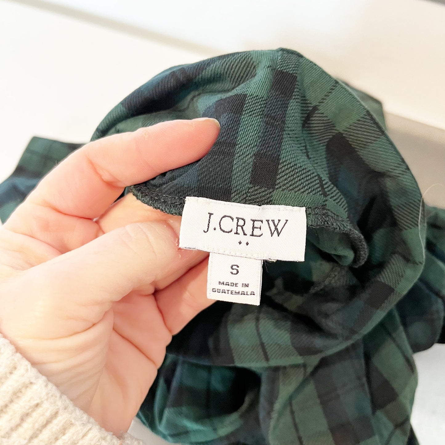 J. Crew Cotton Tissue Long Sleeve Turtleneck Top Black Watch Tartan Plaid Small