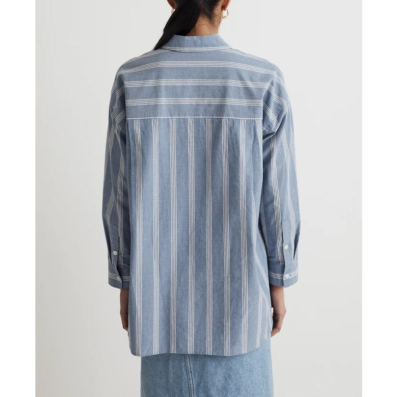 Madewell The Signature Poplin Striped Oversized Shirt Dark Mediterranean XXL