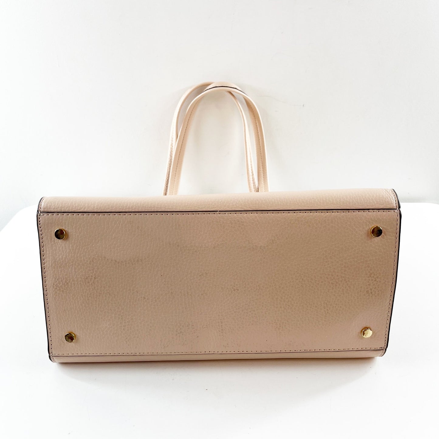 Banana Republic Leather Double Top Handle Tote Handbag Purse Blush Pink