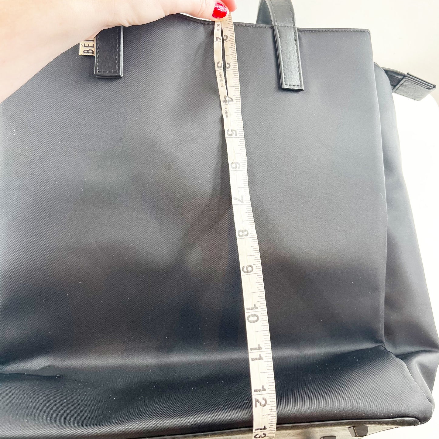 Beis The Commuter Tate Leather Nylon Bag Black