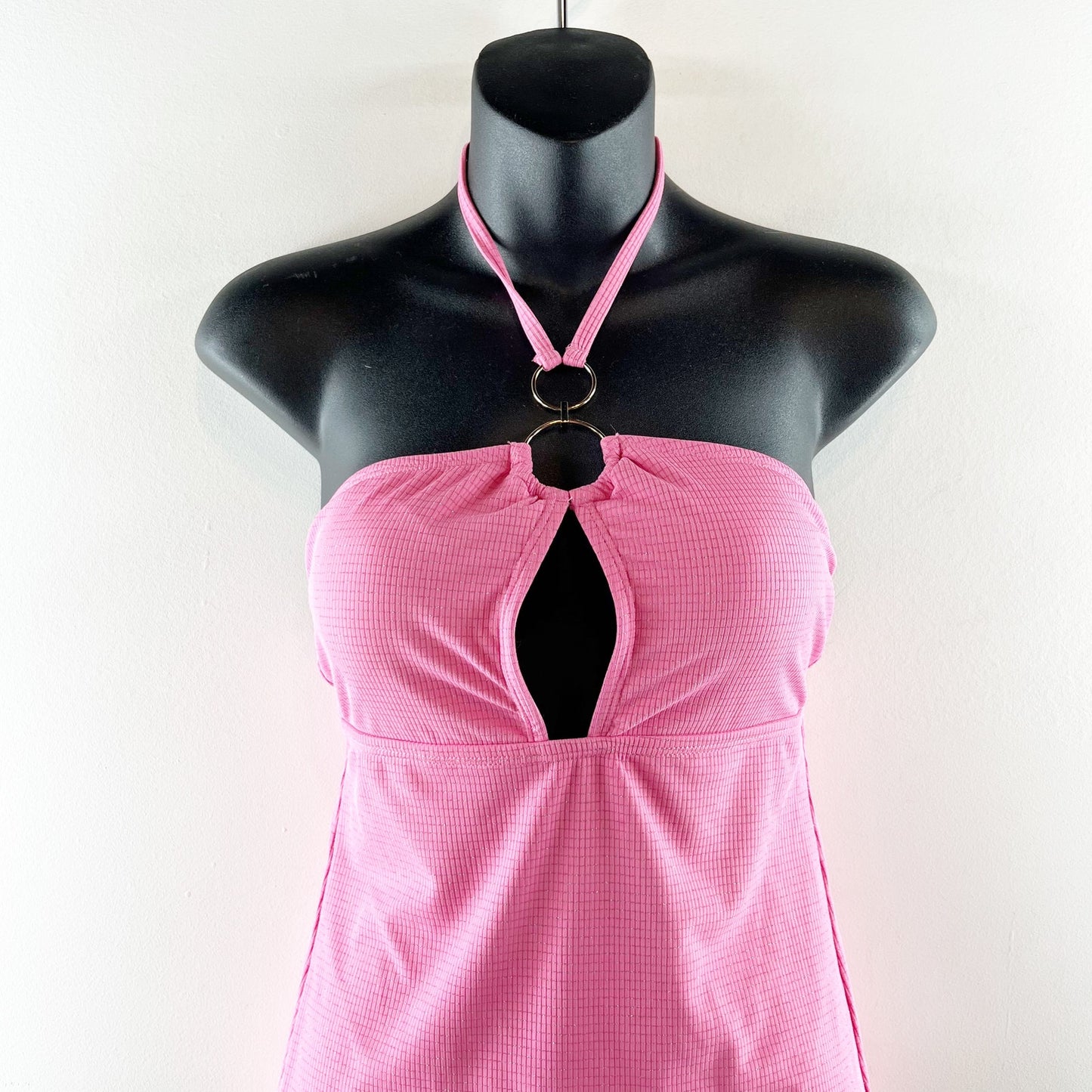 Cupshe Country Club Halter Neck Open Back One-Piece Swimsuit Pink Medium