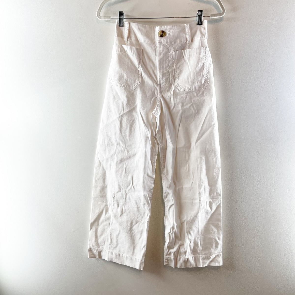 Maeve by Anthropologie The Colette High Rise Wide Leg Cropped Pants White 26