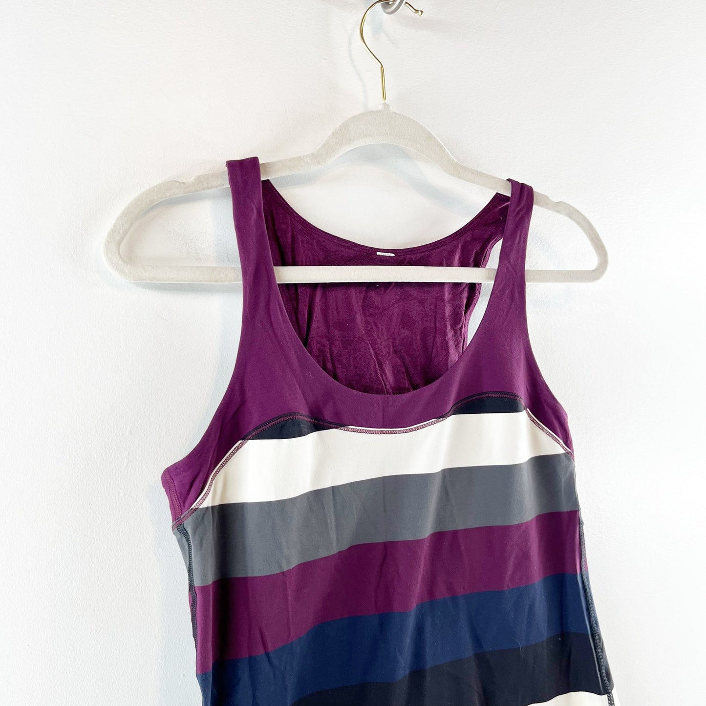 Lululemon Run First Base Striped Racerback Cotton Tank Top Black Purple Small