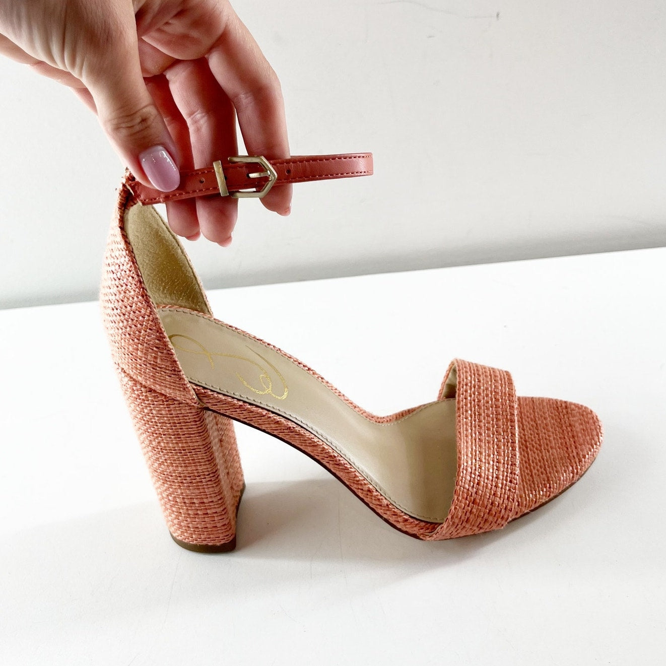 Sam Edelman Yaro Block Heel Sandals Shoes Coral Pink 7.5