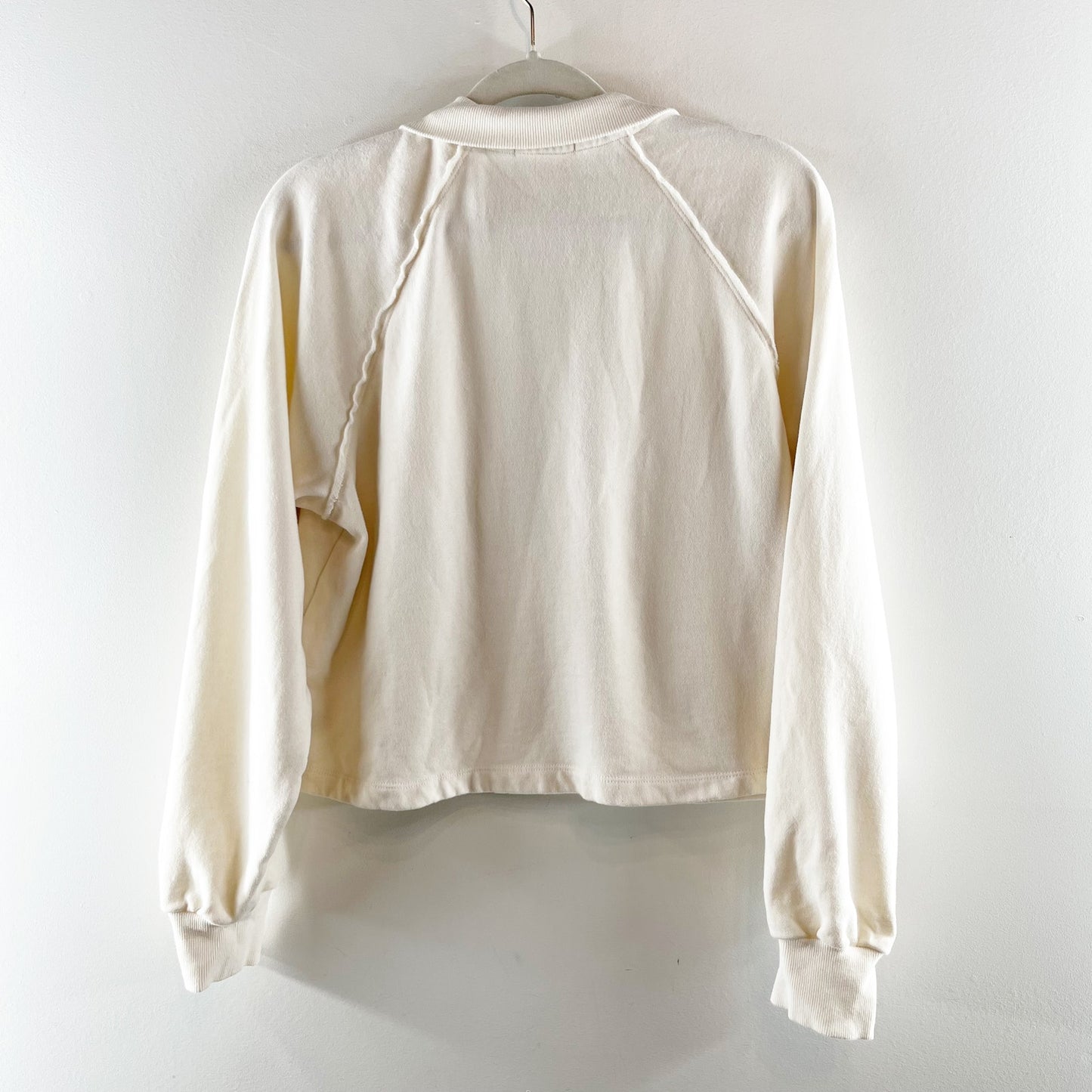 Z Supply On The Run Long Sleeve Half Zip Pullover Sweatshirt Ivory Cream Small