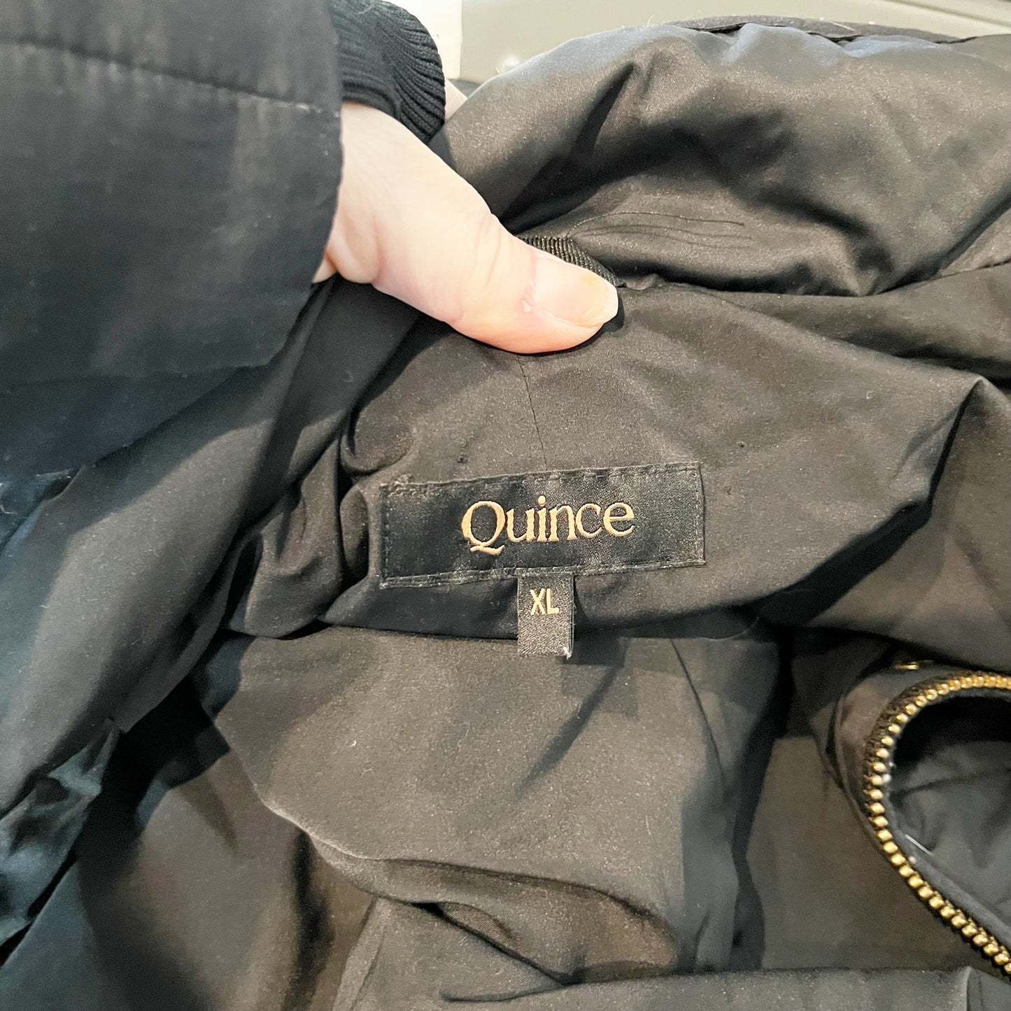 Quince Featherless Quilted Long Puffer Jacket Coat Black XL