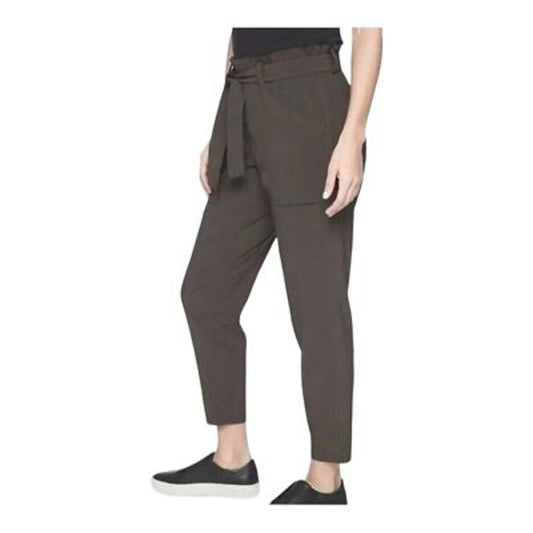 Athleta Skyline Paperbag High Rise Ankle Slim Straight Pants Olive Green 0