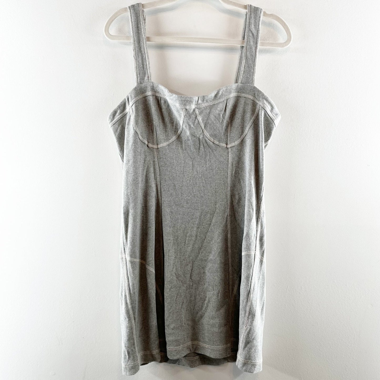 Anthropologie Sleeveless Contrast Stitch Mini Tank Dress Light Gray XL