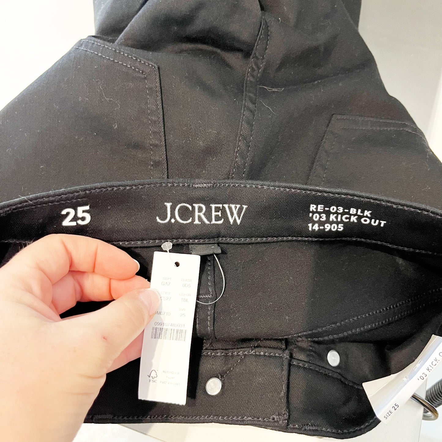 J. Crew Mid Rise Kickout Flare Boot Cut Jeans Black 25