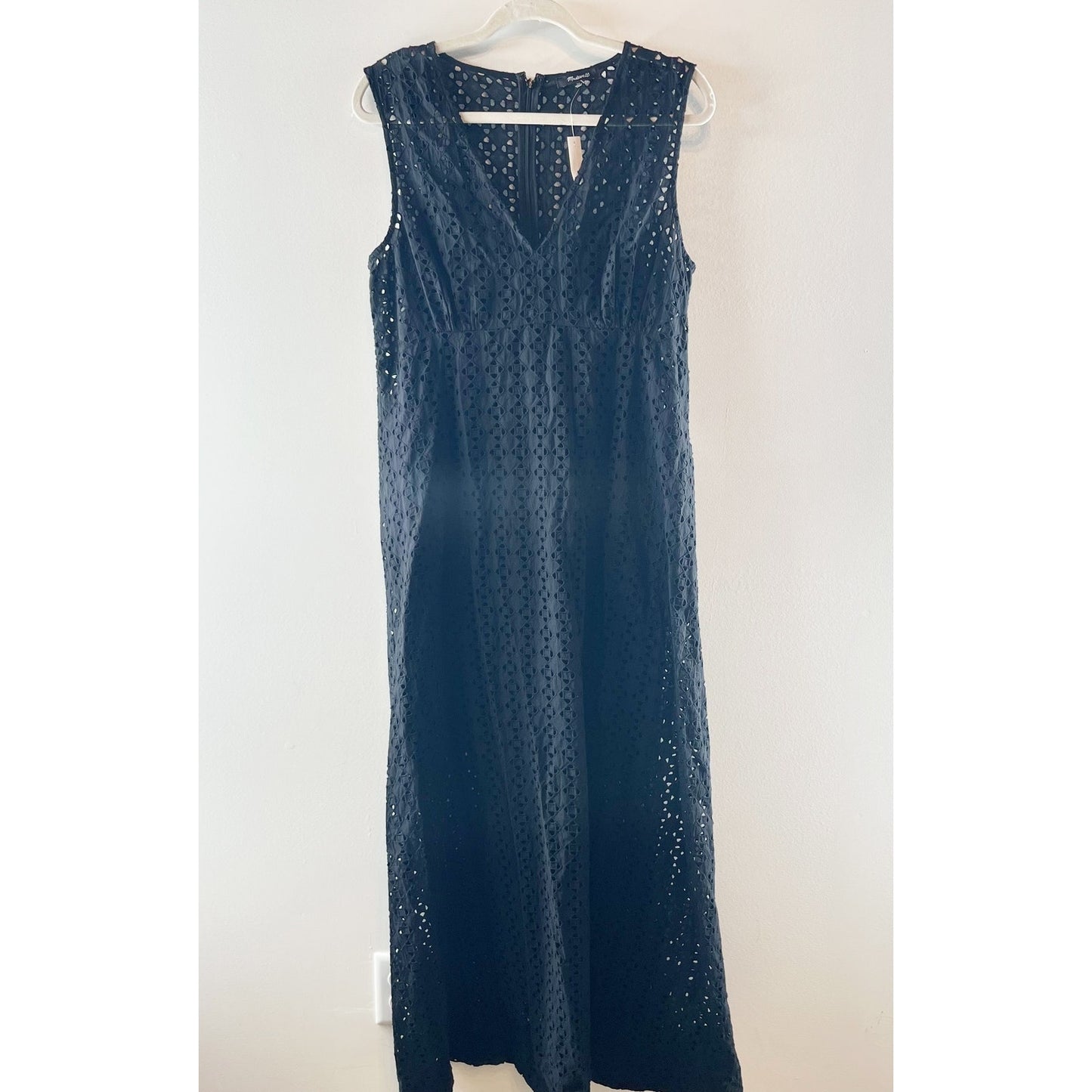 Madewell Eyelet Lace V Neck Sleeveless Maxi Dress Black 12